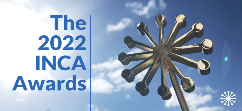The 2022 INCA Awards - photo of an 'INCA Gold' award with blue sky background